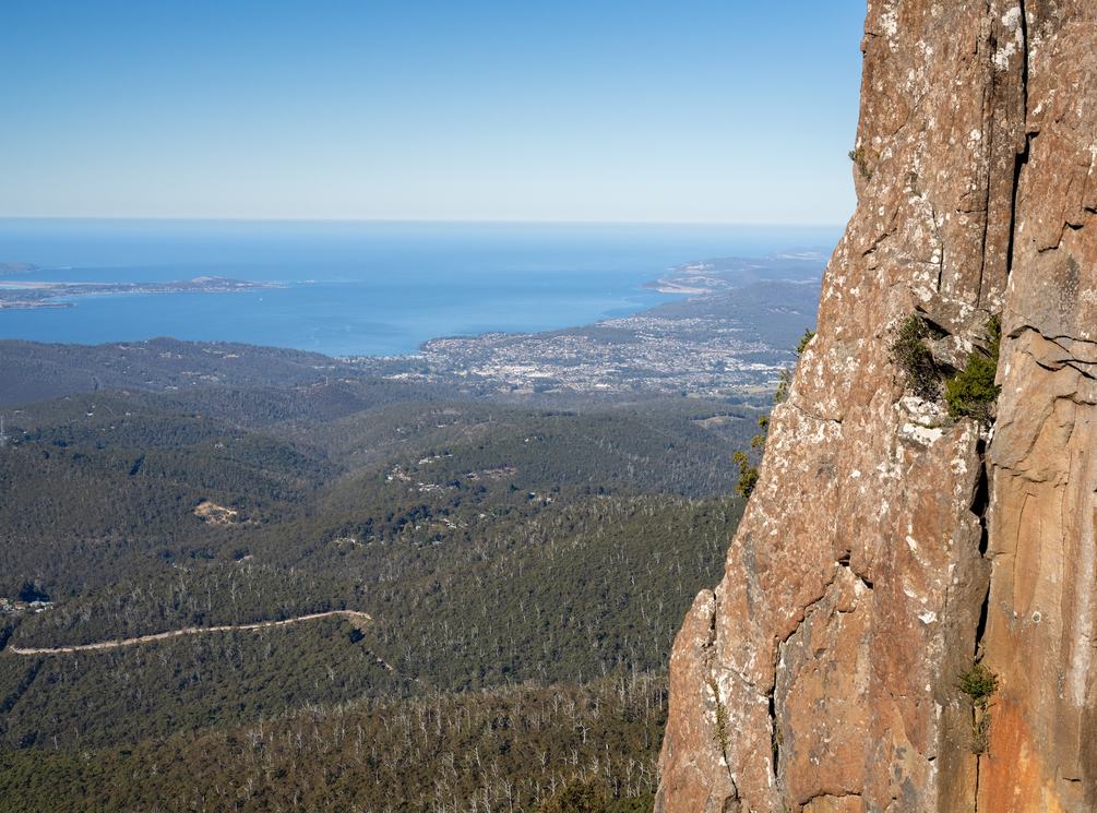 View from kunanyi mt wellington looking at forest and BREATH property